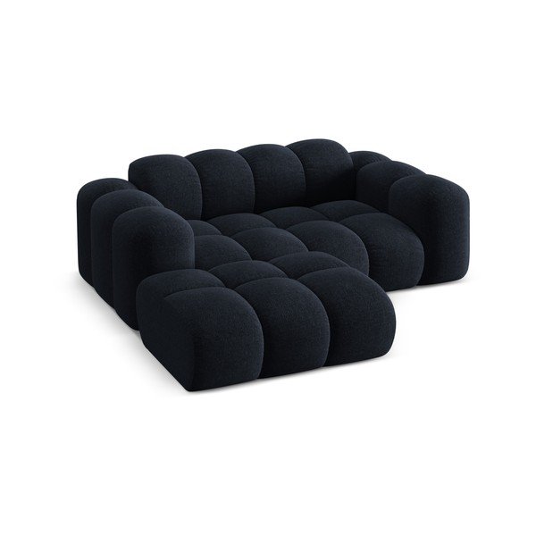 Tamsiai mėlynos spalvos iš šenilinio audinio kampinė sofa (su kairiuoju kampu/su gultu) Treno – Cosmopolitan Design-image-2