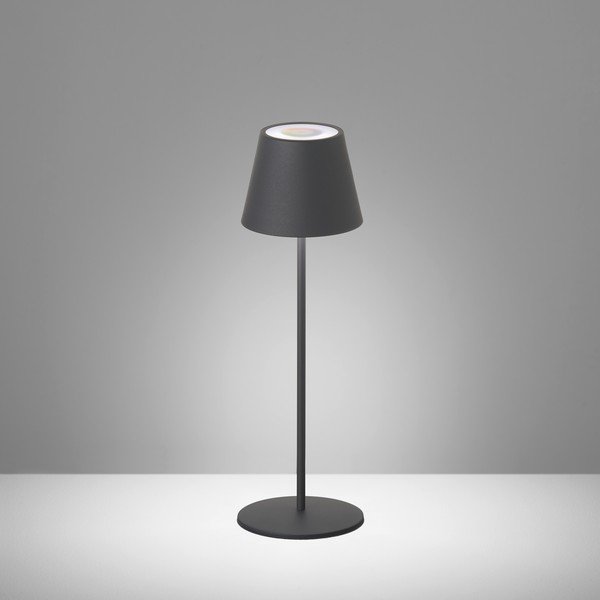 Juodos spalvos šviesos diodų reguliuojamo apšvietimo stalinė lempa su judesio jutikliu ir metaliniu gaubtu (aukštis 38 cm) Tropea - Fischer & Honsel-image-1