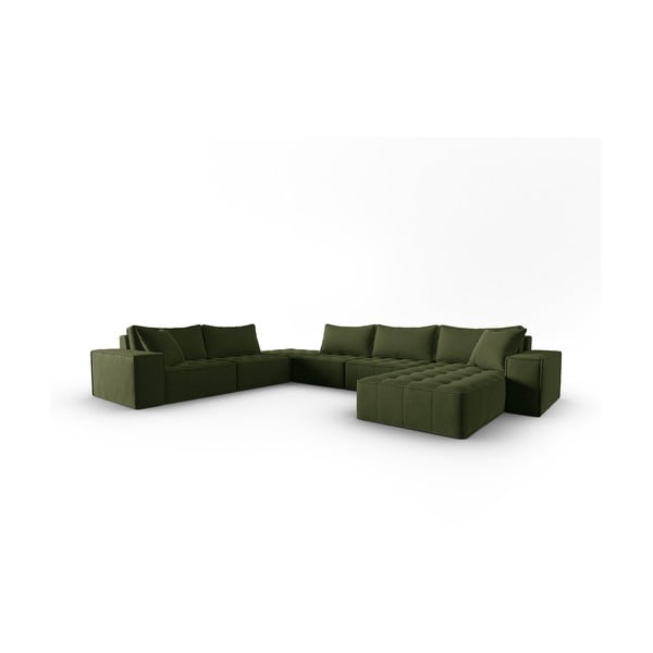 Kampinė sofa žalios spalvos (su kairiuoju kampu/„U“ formos) Mike – Micadoni Home