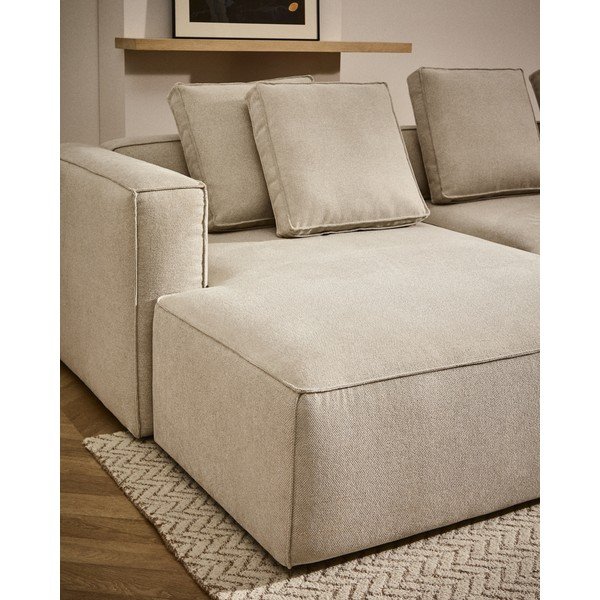 Smėlio spalvos sulankstoma kampinė sofa iš šenilinio audinio (su kairiuoju kampu/su gultu) Marela – Kave Home-image-1
