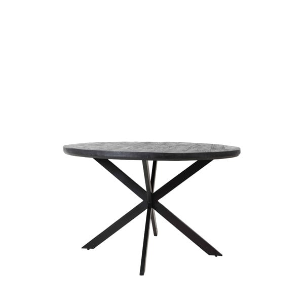 Apvalios formos valgomojo stalas juodos spalvos su akacijos stalviršiu ø 120 cm Yellov – Light & Living