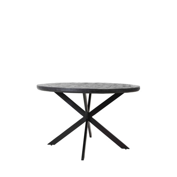 Apvalios formos valgomojo stalas juodos spalvos su akacijos stalviršiu ø 120 cm Yellov – Light & Living