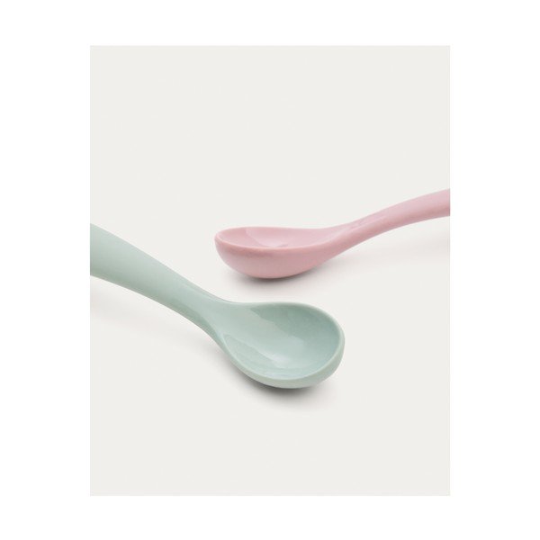 Rožinės spalvos/turkio spalvos plastikinis/iš silikono vaikiškų šaukštelių rinkinys 2 vnt. Lili – Kave Home-image-4