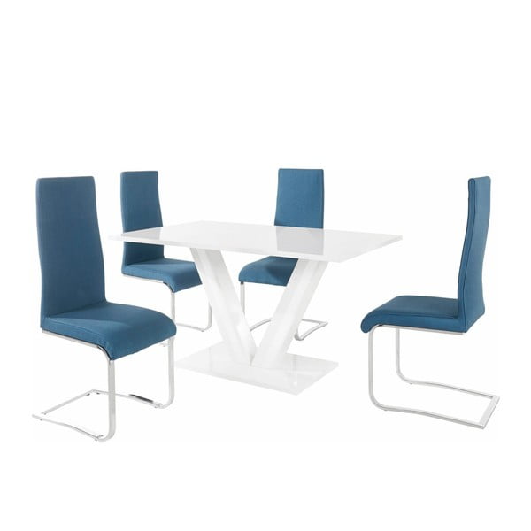 Stalo ir 4 mėlynų kėdžių komplektas Støraa Aaron
