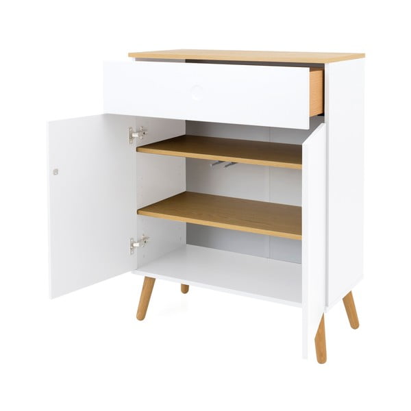 Balta komoda su ąžuolinėmis kojomis Tenzo Dot, plotis 79 cm-image-4