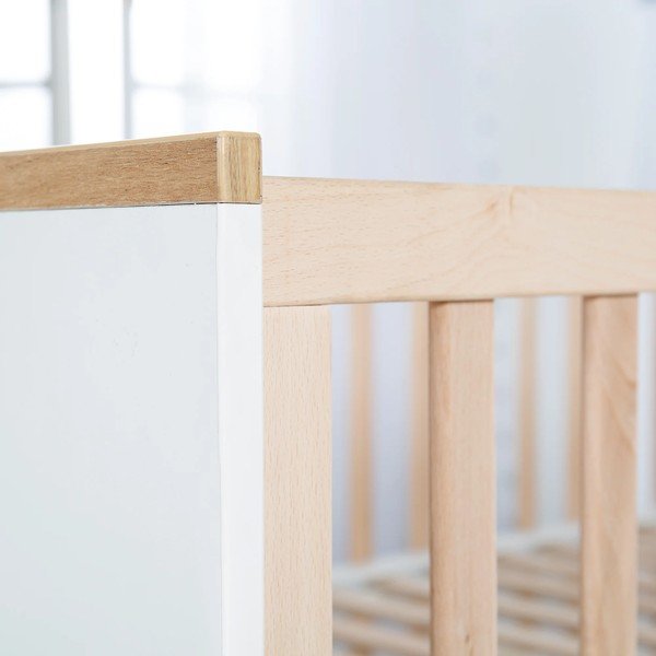 Iš buko masyvo vaikiška lovelė baltos spalvos/natūralios spalvos 70x140 cm Finn – Roba-image-2