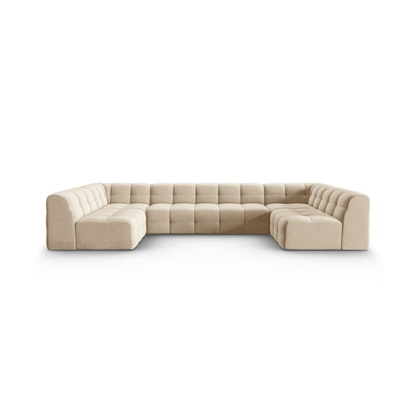 Smėlio spalvos aksominė kampinė sofa (U formos) Kendal - Micadoni Home