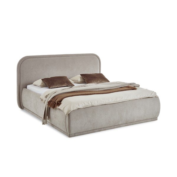 Smėlio spalvos dvigulė lova audiniu dengta be grotelių 160x200 cm Soma – Meise Möbel