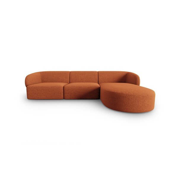 Terakotos spalvos iš šenilinio audinio kampinė sofa (su dešiniuoju kampu/su gultu) Paolo – Milo Casa
