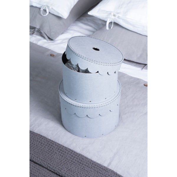 Daiktadėžės iš kartono šviesiai pilkos spalvos su dangčiu 2 vnt. ø 26x17,5 cm Wilma – Bigso Box of Sweden-image-1
