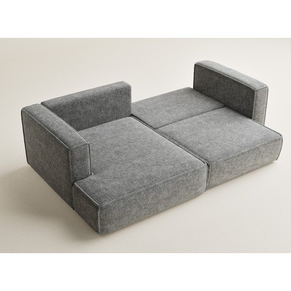 Pilkos spalvos sulankstoma/su sandėliavimo vieta kampinė sofa iš šenilinio audinio (su kairiuoju kampu/su gultu) Velto – Maison de Rêve-image-3