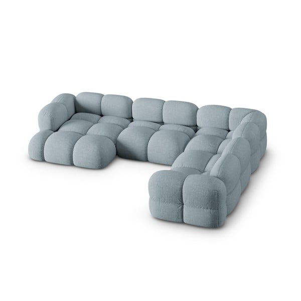 Šviesiai mėlynos spalvos kampinė sofa (su dešiniuoju kampu/„U“ formos) Loretto – Cosmopolitan Design