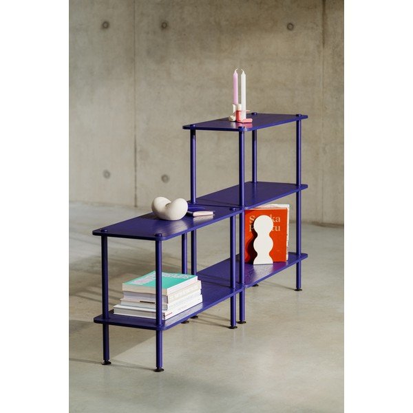 Mėlynos spalvos pastatoma lentyna iš ąžuolo 80x127x35 cm Teidi – noo.ma-image-2