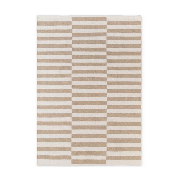Apverčiamas/rankų darbo baltos spalvos/šviesiai rudos spalvos iš vilnos kilimas 160x230 cm Vika – Hanse Home