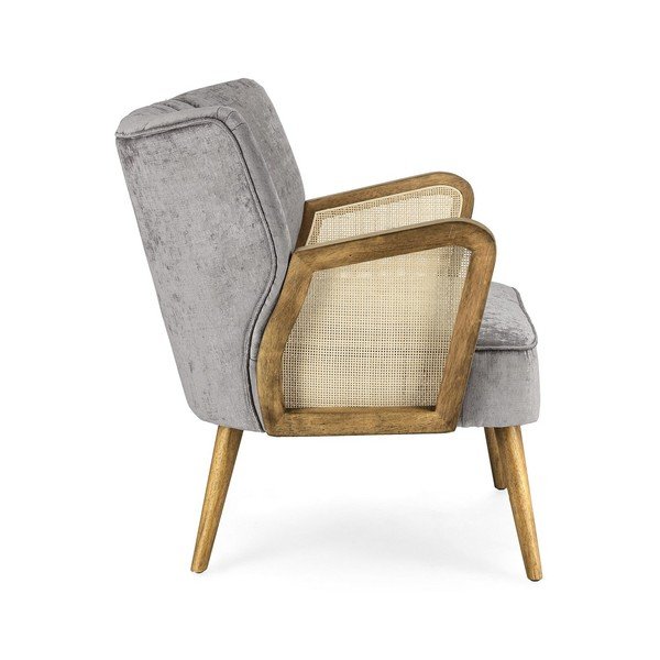 Pilkos spalvos krėslas iš velveto Virna – Bizzotto-image-3