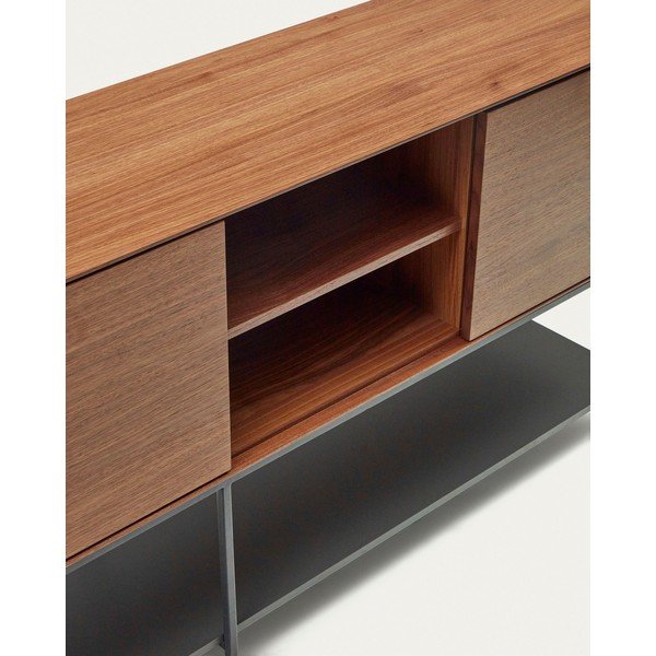 Žema šoninė spintelė natūralios spalvos iš riešutmedžio 195x80 cm Vedrana – Kave Home-image-3
