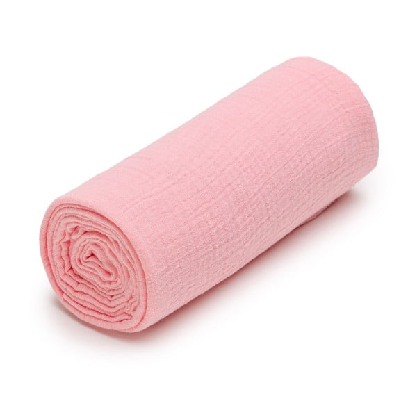 Iš muslino vaikiškas rankšluostis rožinės spalvos 120x120 cm – T-TOMI
