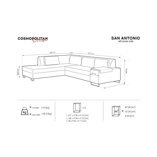 Tamsiai mėlyna sofa lova Cosmopolitan Design San Antonijus, kairysis kampas-image-2