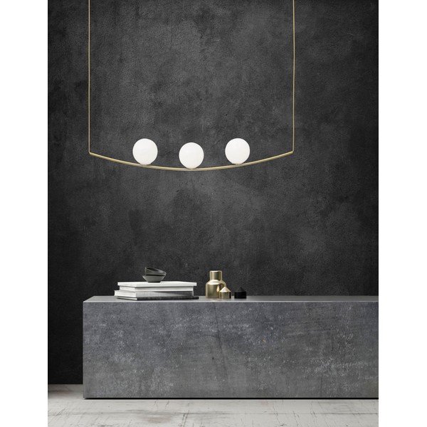 Baltos spalvos/žalvario spalvos iš metalo kabantis šviestuvas su stiklo gaubtu Vitton – Nova Luce-image-1