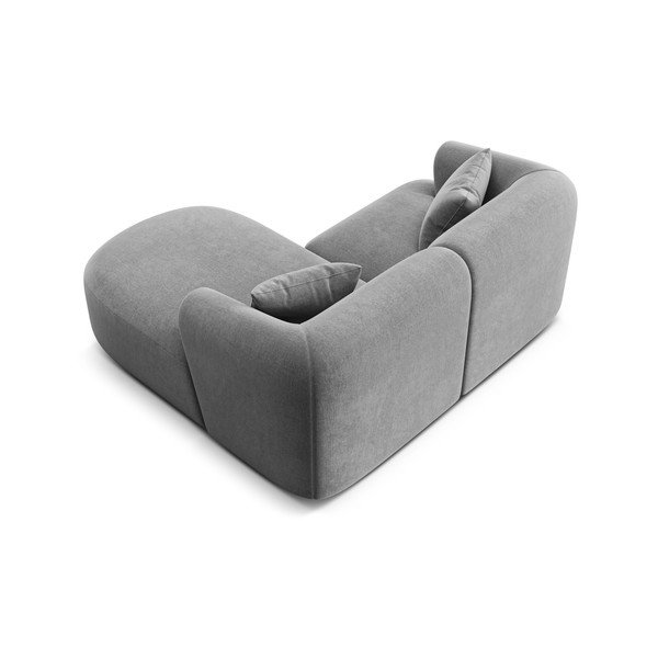 Šviesiai pilkos spalvos kampinė sofa iš velveto (su dešiniuoju kampu/su gultu) Campi – Cosmopolitan Design-image-4