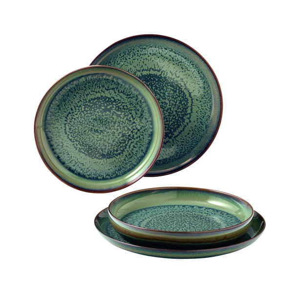 4 dalių žalios spalvos porcelianinių lėkščių rinkinys Villeroy & Boch Like Crafted
