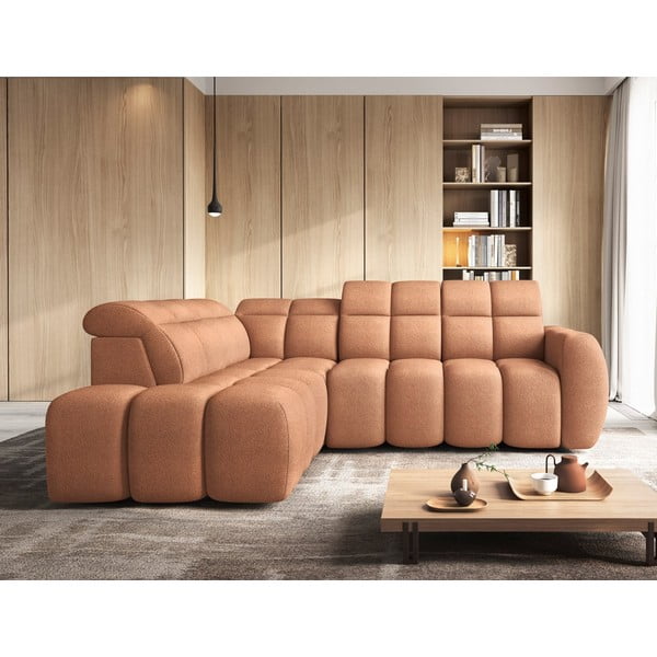Rausvos spalvos iš boucle sulankstoma/su sandėliavimo vieta kampinė sofa (su kairiuoju kampu/„L“ formos) Falconn – ELTAP-image-3
