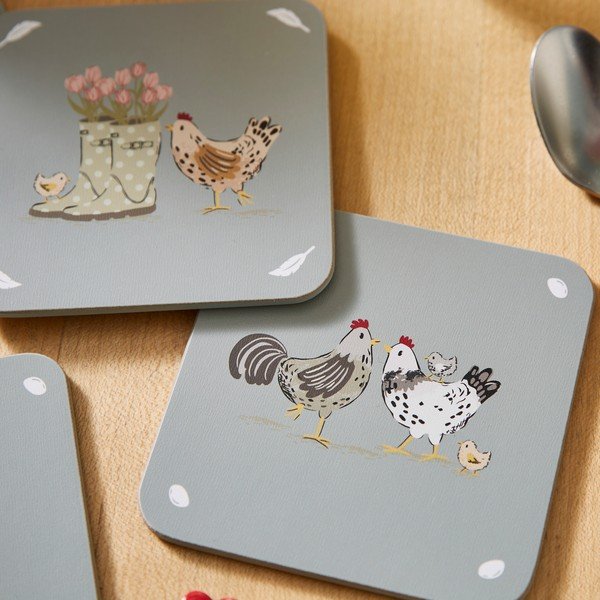 Pilkos spalvos iš kamščio padėkliukai 4 vnt. Hen House Lane – Cooksmart ®-image-4