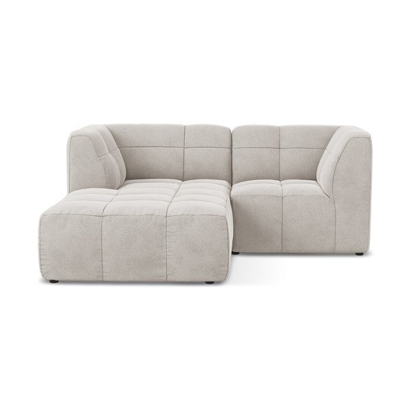 Smėlio spalvos kampinė sofa iš velveto (su kairiuoju kampu/su gultu) Aloha – Makamii