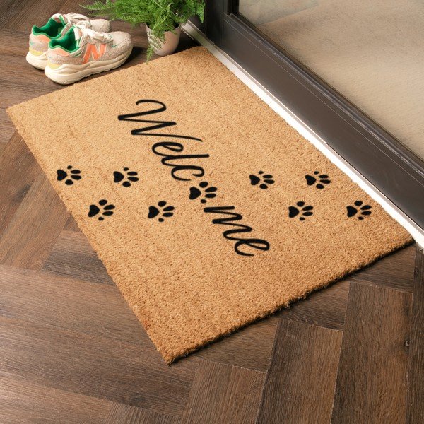 Iš kokoso pluošto grindų kilimėlis 60x90 cm Welcome Paws – Artsy Doormats-image-1
