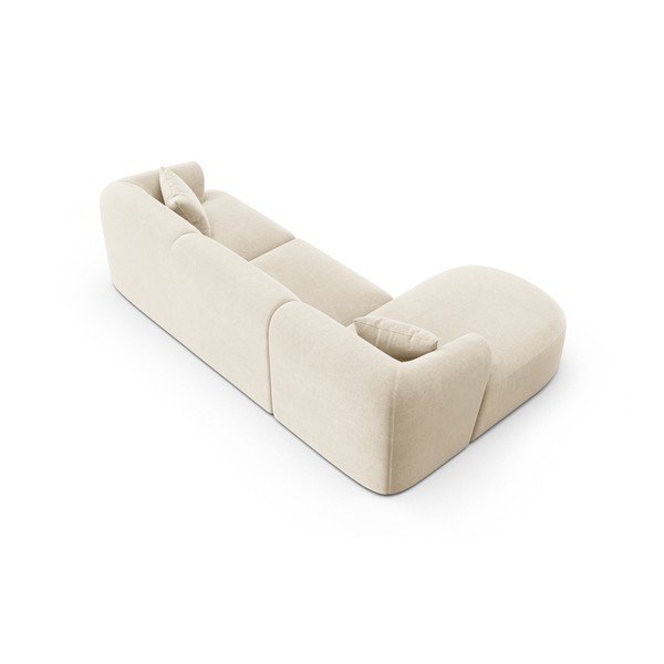 Smėlio spalvos kampinė sofa iš velveto (su kairiuoju kampu/su gultu) Campi – Cosmopolitan Design-image-4