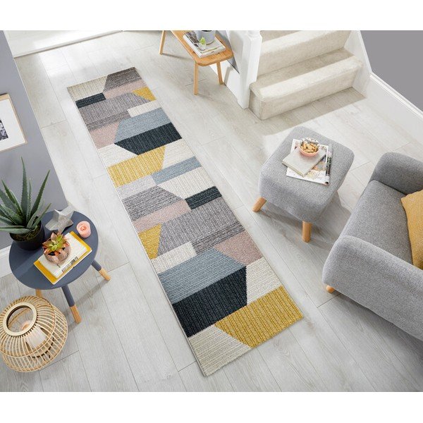 Pilkos ir geltonos spalvos kilimas "Flair Rugs Barrio", 60 x 230 cm-image-1