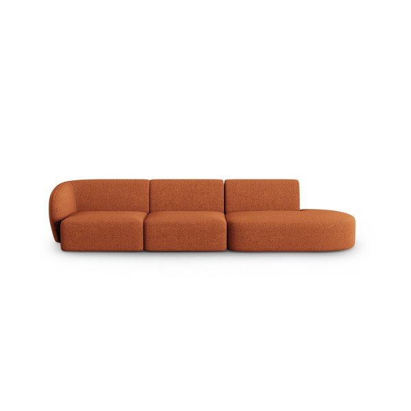 Terakotos spalvos iš šenilinio audinio sofa su kairiuoju kampu 311 cm Paolo – Milo Casa
