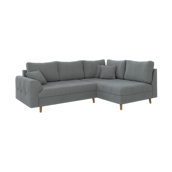 Pilkos spalvos iš boucle kampinė sofa (su dešiniuoju kampu/„L“ formos) Ariella – Ropez
