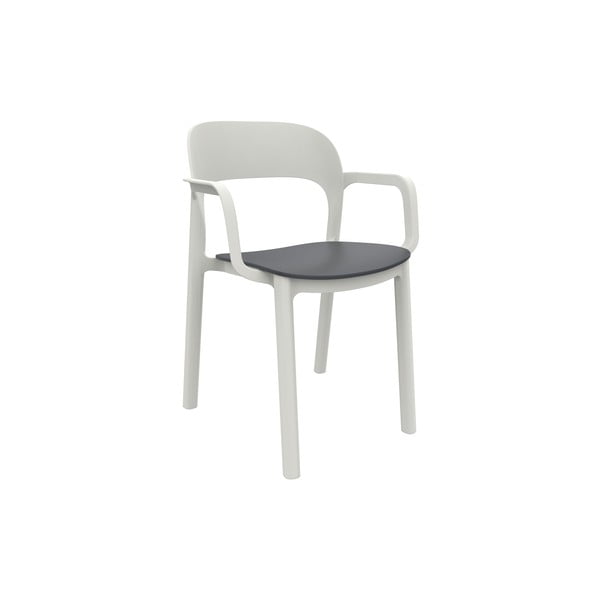 4 baltų sodo kėdžių su pilka sėdyne ir porankiais rinkinys "Resol Ona