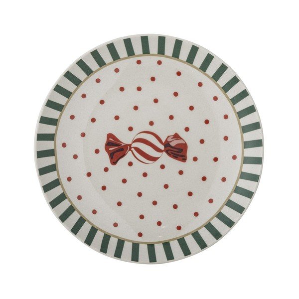 Baltos spalvos desertinė iš akmens masės lėkštė su Kalėdų motyvu ø 16 cm Yule – Bloomingville