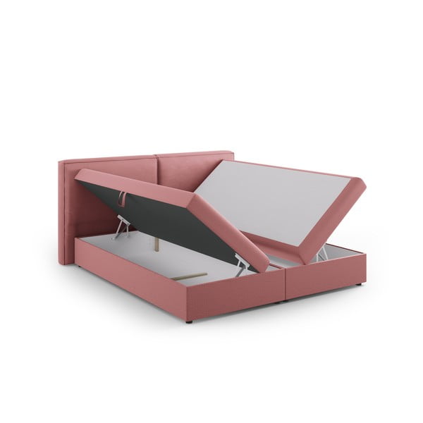 Spyruoklinė lova rožinės spalvos su sandėliavimo vieta 140x200 cm Arendal – Cosmopolitan Design-image-4