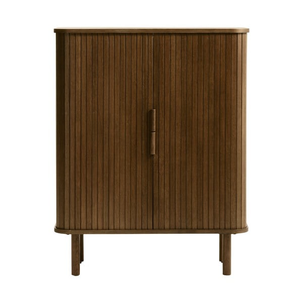 Spintelė rudos spalvos iš ąžuolo su stumdomomis durimis 113x90 cm Cavo – Unique Furniture