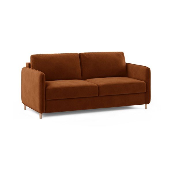 Terakotos spalvos sofa miegojimui iš velveto 184 cm – Micadoni -image-2