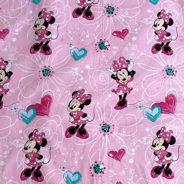 Rožinės spalvos iš medvilnės vaikiška patalynė vaikiškai lovai 100x135 cm Minnie Flowers  – Jerry Fabrics-image-4