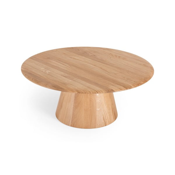 Apvalios formos kavos staliukas iš ąžuolo masyvo natūralios spalvos ø 80 cm Mushroom – Gazzda