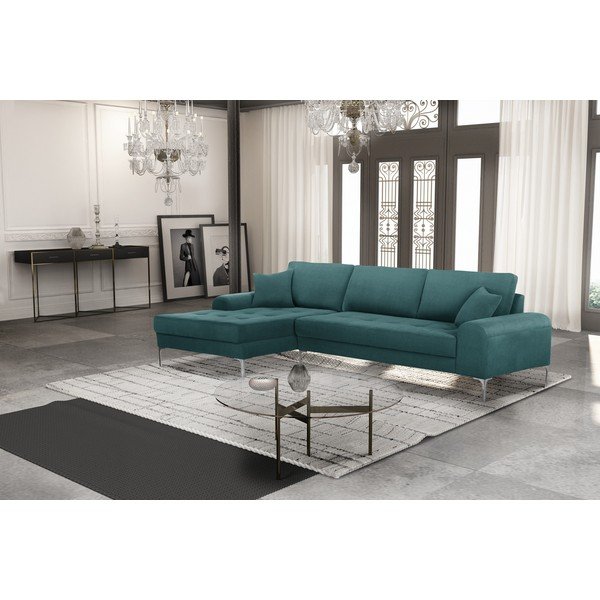 Turkio spalvos kampinė sofa Prêt à Meubler Classics Dilinger, kairysis kampas-image-1