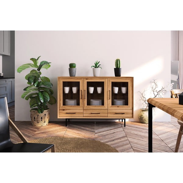 Natūralios spalvos ąžuolo medienos vitrina 144x95 cm Abies - The Beds-image-1