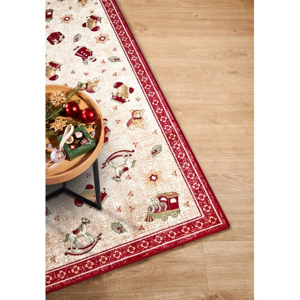 Iš medvilnės mišinio kilimas raudonos spalvos su Kalėdų motyvu 80x200 cm Toy's Delight Red Christmas – Villeroy&Boch-image-2