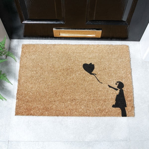 Iš kokoso pluošto grindų kilimėlis 40x60 cm Girl With a Ballon – Artsy Doormats-image-2