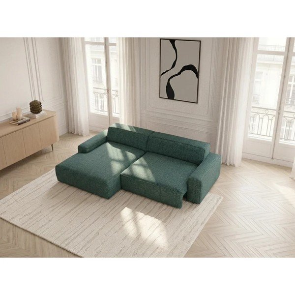 Žalios spalvos sulankstoma/ar elektrisko sēdekļa regulēšanu kampinė sofa (su kairiuoju kampu) Abel – Bobochic Paris-image-3