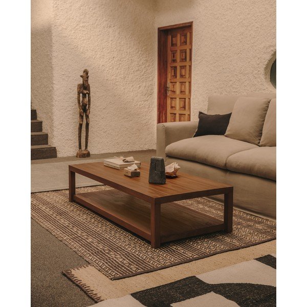 Iš tikmedžio masyvo kavos staliukas natūralios spalvos 70x150 cm Sashi – Kave Home-image-1