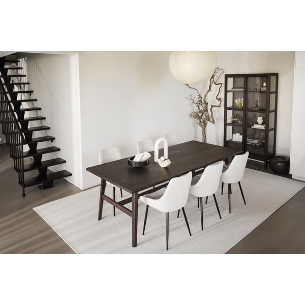Valgomojo stalas tamsiai rudos spalvos iš ąžuolo 100x220 cm Plainfield – Rowico-image-1