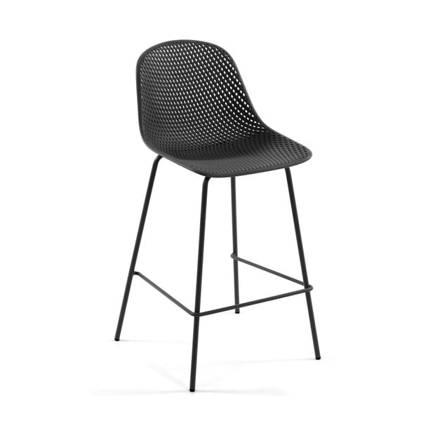 Antracito spalvos metalinė/plastikinė sodo baro taburetė Quinby – Kave Home