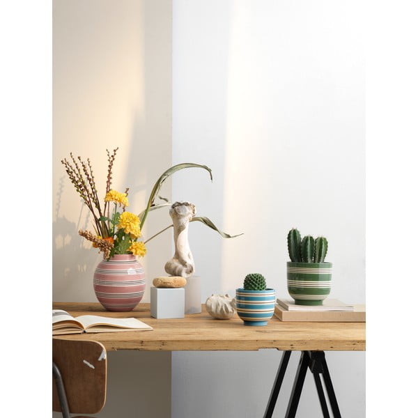 Rožinės ir baltos spalvos porcelianinė vaza Kähler Design Nuovo, aukštis 20,5 cm-image-2