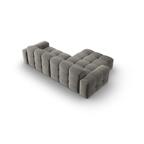 Pilka aksominė kampinė sofa (kairysis kampas) Kendal - Micadoni Home-image-4